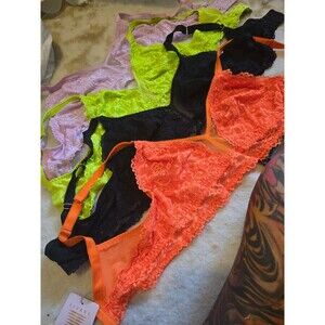 4 Fenty lace and mesh floral bralette bundle lot